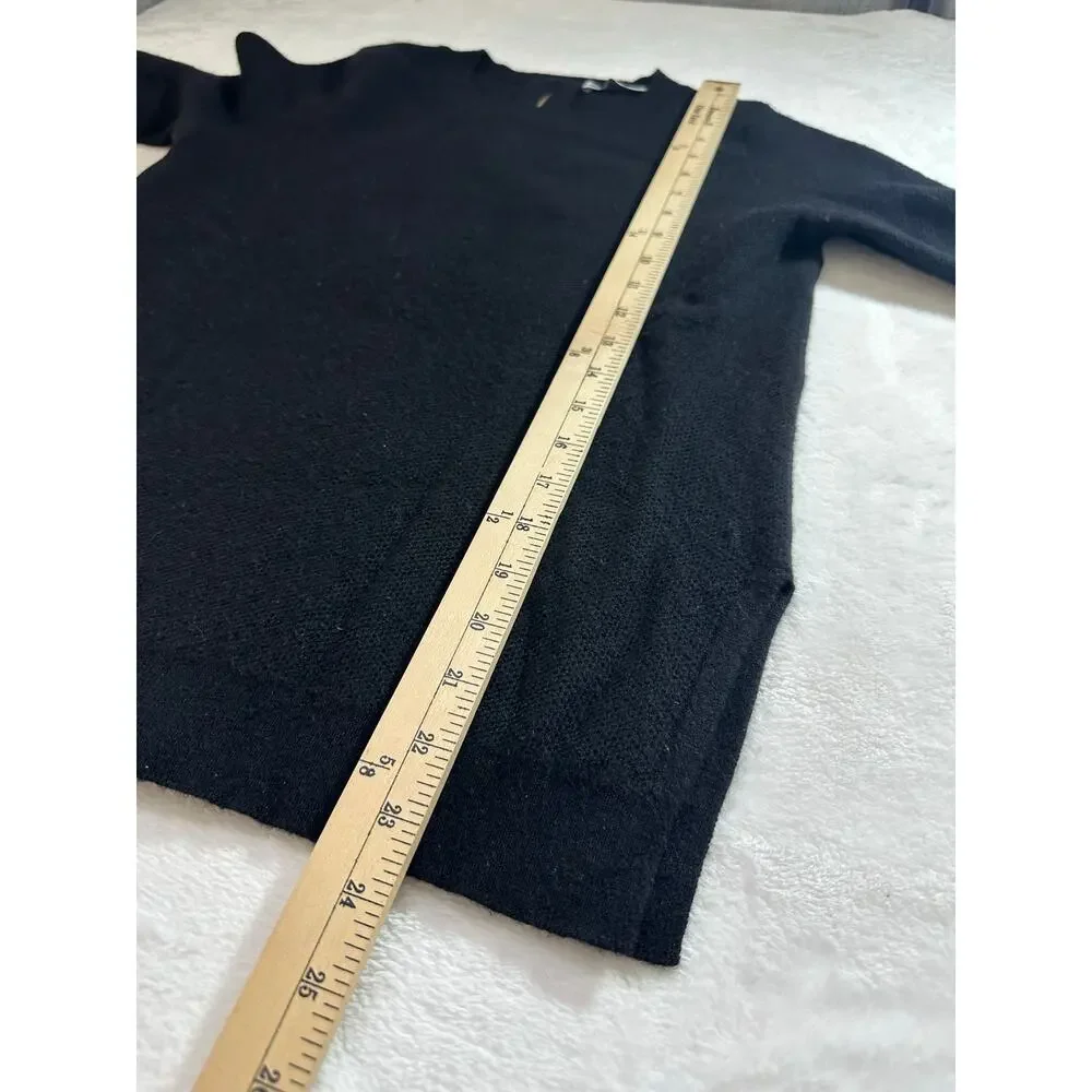Kokun Sweater Women XS Black Excellent‎ Cashmere Textured Zipper Back Crewneck